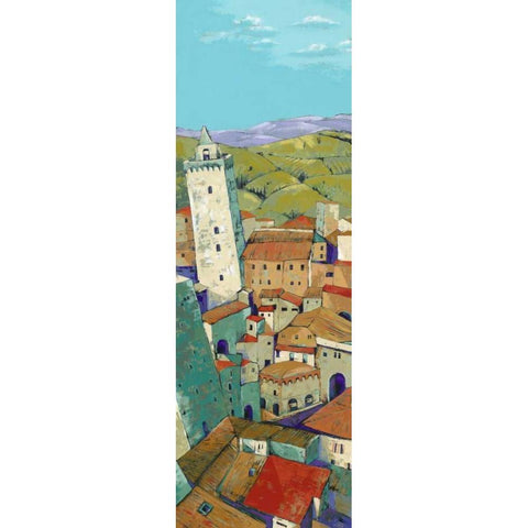 Rooftops of San Gimignano Gold Ornate Wood Framed Art Print with Double Matting by Parsons, Jane Henry
