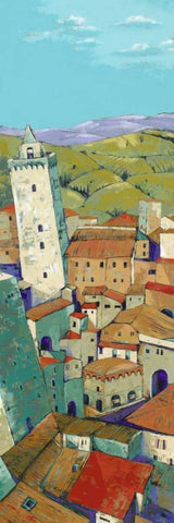 Rooftops of San Gimignano Black Ornate Wood Framed Art Print with Double Matting by Parsons, Jane Henry