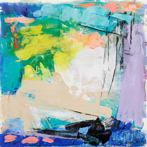 Violet Vigor I White Modern Wood Framed Art Print with Double Matting by Pristas, Tracy Lynn
