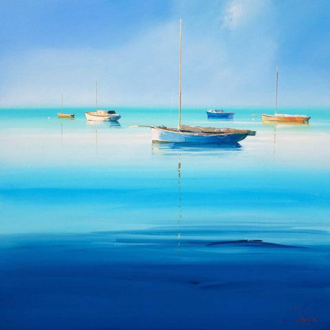 Blue Couta Black Modern Wood Framed Art Print by Penny, Craig Trewin