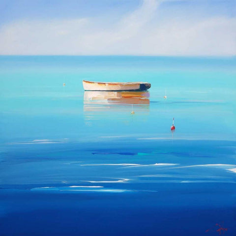 Four Buoys, Sorrento White Modern Wood Framed Art Print with Double Matting by Penny, Craig Trewin