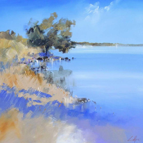 Lake Bolac White Modern Wood Framed Art Print with Double Matting by Penny, Craig Trewin