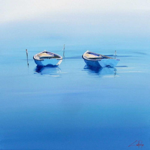 Late Moorings White Modern Wood Framed Art Print with Double Matting by Penny, Craig Trewin