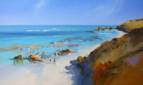 On the Back Beach, Sorrento Black Ornate Wood Framed Art Print with Double Matting by Penny, Craig Trewin