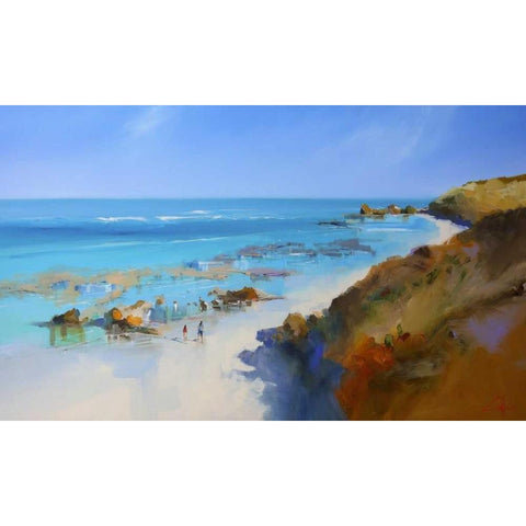 On the Back Beach, Sorrento Black Modern Wood Framed Art Print by Penny, Craig Trewin