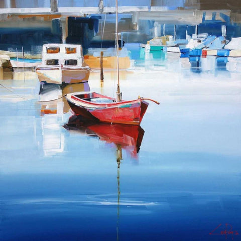 Mordialloc Moorings White Modern Wood Framed Art Print by Penny, Craig Trewin