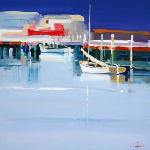 Port Fairy Moorings 2 Black Modern Wood Framed Art Print with Double Matting by Penny, Craig Trewin