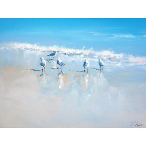 Sorrento Gulls Black Modern Wood Framed Art Print with Double Matting by Penny, Craig Trewin