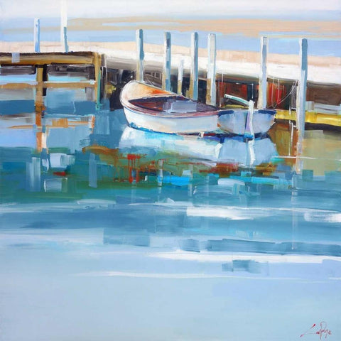 Mooring, Solitude Black Modern Wood Framed Art Print by Penny, Craig Trewin