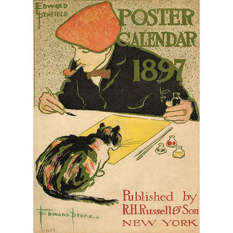 R.H. Russell and Son Calendar, 1897 Black Modern Wood Framed Art Print with Double Matting by Penfield, Edward