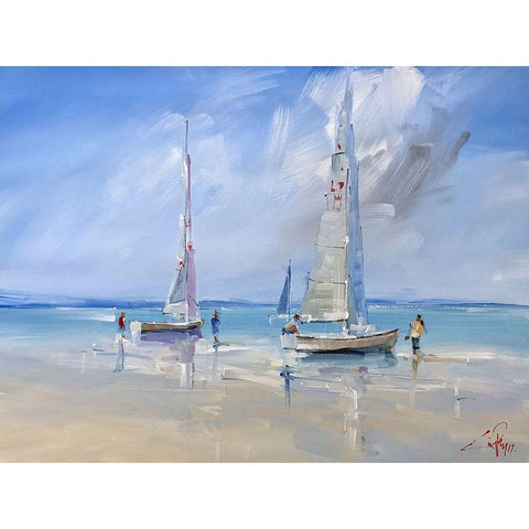 Aspendale Racers White Modern Wood Framed Art Print by Penny, Craig Trewin