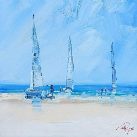 Aspendale Sails 2 White Modern Wood Framed Art Print with Double Matting by Penny, Craig Trewin