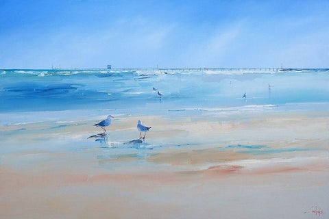 Late Gulls White Modern Wood Framed Art Print with Double Matting by Penny, Craig Trewin