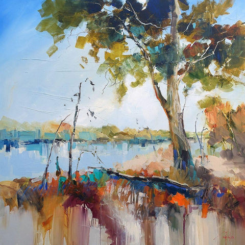 On the Murray Black Modern Wood Framed Art Print by Penny, Craig Trewin