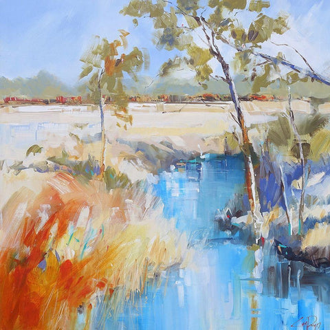 Summer Creek Black Modern Wood Framed Art Print with Double Matting by Penny, Craig Trewin