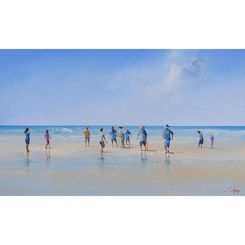 The Fielders White Modern Wood Framed Art Print by Penny, Craig Trewin