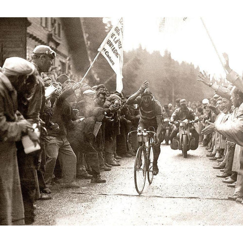 Bartali Wins White Modern Wood Framed Art Print by E Sports Presse
