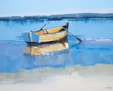 Aspendale Oars White Modern Wood Framed Art Print with Double Matting by Penny, Craig Trewin