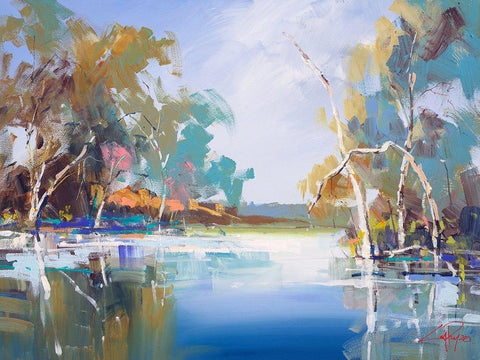 The Renmark Creek Black Ornate Wood Framed Art Print with Double Matting by Penny, Craig Trewin