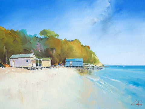 Walk on Shelly Beach Black Ornate Wood Framed Art Print with Double Matting by Penny, Craig Trewin