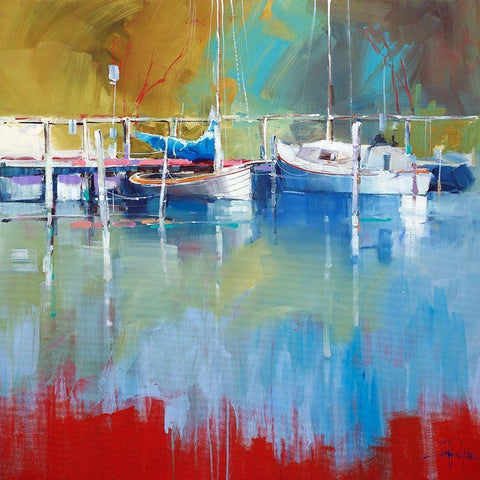 Masts at Metung Black Modern Wood Framed Art Print by Penny, Craig Trewin