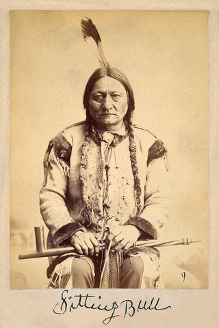 Sitting Bull - Lakota Sioux Tribe Chief-1884 White Modern Wood Framed Art Print with Double Matting by Palmquist And Jurgens