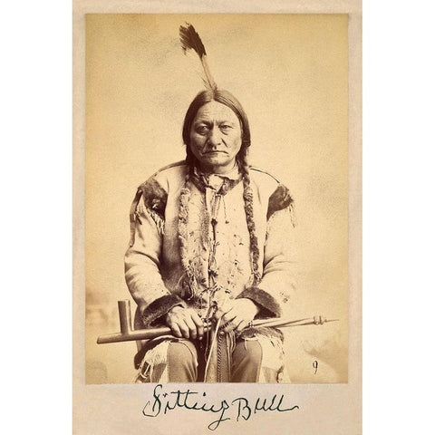 Sitting Bull - Lakota Sioux Tribe Chief-1884 Gold Ornate Wood Framed Art Print with Double Matting by Palmquist And Jurgens