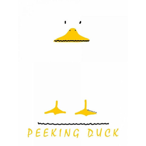 Peeking Duck Gold Ornate Wood Framed Art Print with Double Matting by Posillico, Leo