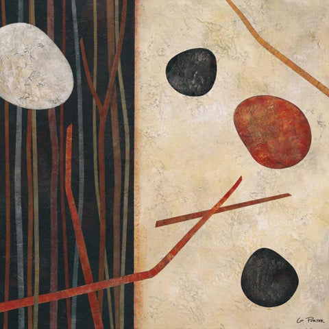 Sticks and Stones I Black Modern Wood Framed Art Print with Double Matting by Porter, Glenys