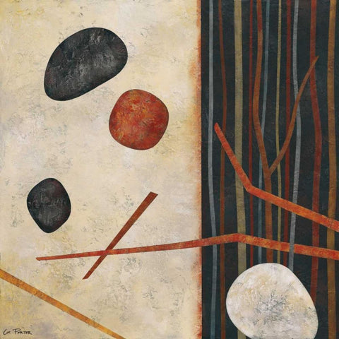 Sticks and Stones II Black Modern Wood Framed Art Print by Porter, Glenys