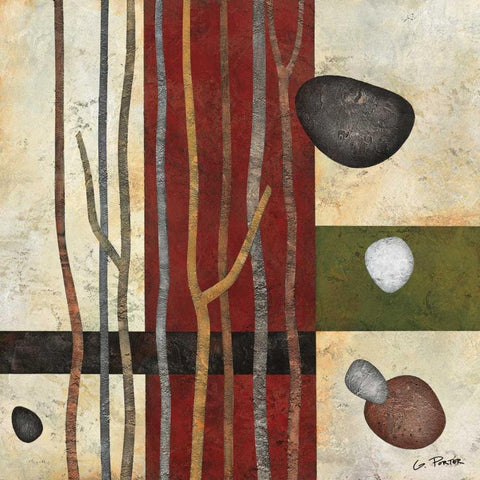 Sticks and Stones V White Modern Wood Framed Art Print with Double Matting by Porter, Glenys