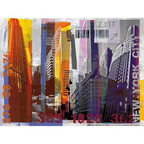 New York Sky Urban White Modern Wood Framed Art Print by Pfrommer, Sven