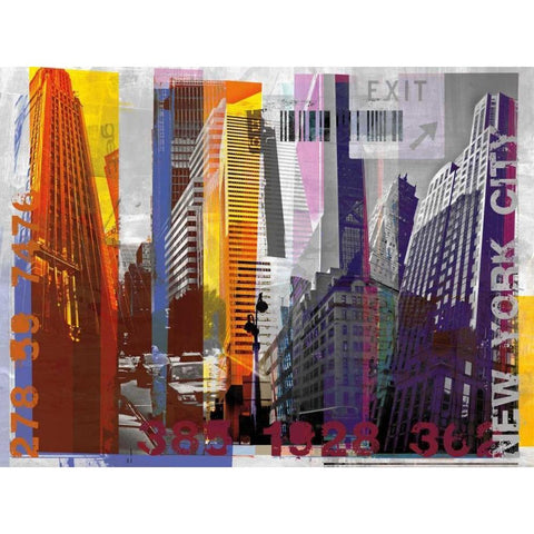 New York Sky Urban Black Modern Wood Framed Art Print with Double Matting by Pfrommer, Sven