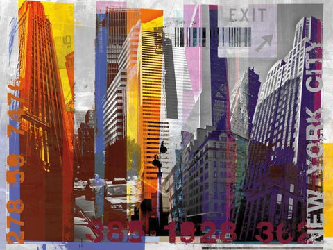 New York Sky Urban White Modern Wood Framed Art Print with Double Matting by Pfrommer, Sven