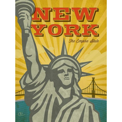 New York The Empire State Gold Ornate Wood Framed Art Print with Double Matting by Pulve, Renee