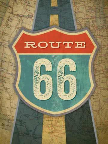 Route 66 Black Ornate Wood Framed Art Print with Double Matting by Pulve, Renee