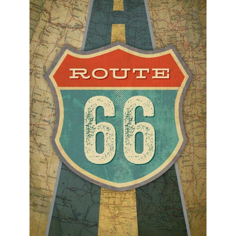 Route 66 Black Modern Wood Framed Art Print by Pulve, Renee