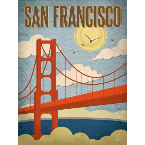 San Francisco Golden Gate Bridge Gold Ornate Wood Framed Art Print with Double Matting by Pulve, Renee