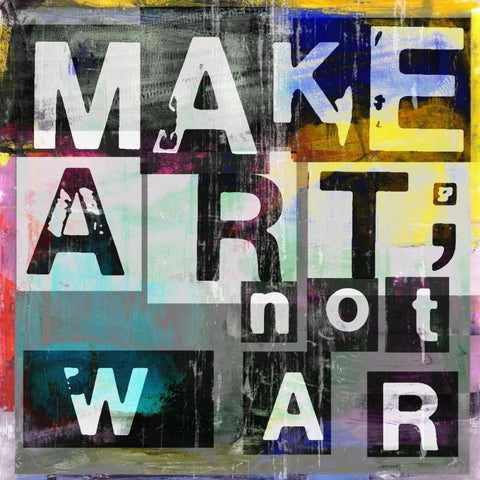 Make Art Not War Black Modern Wood Framed Art Print with Double Matting by Pfrommer, Sven