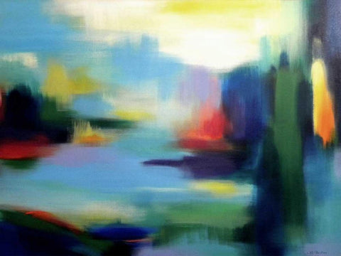 Color from Every View White Modern Wood Framed Art Print with Double Matting by Posillico, Leo