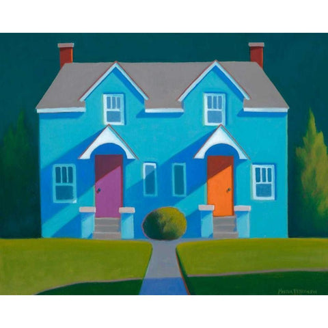 Blue House Black Modern Wood Framed Art Print by Pettigrew, Martha