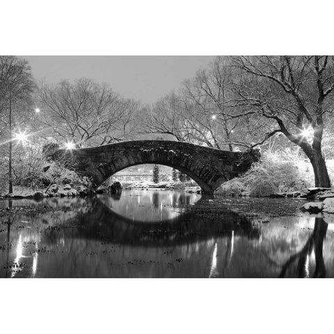 Bridge in Winter White Modern Wood Framed Art Print by PhotoINC Studio