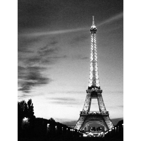 Eiffel Tower Black Modern Wood Framed Art Print with Double Matting by PhotoINC Studio