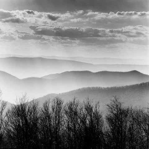 Misty Mountains White Modern Wood Framed Art Print with Double Matting by PhotoINC Studio