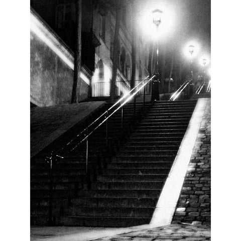 Montmartre Black Modern Wood Framed Art Print with Double Matting by PhotoINC Studio