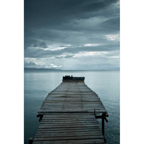 Pier 2 White Modern Wood Framed Art Print by PhotoINC Studio