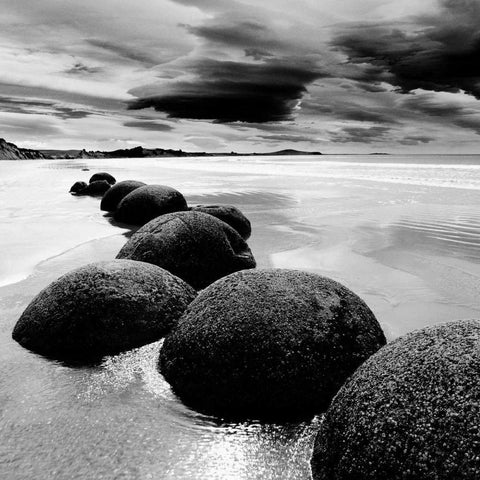 Rocks Black Modern Wood Framed Art Print by PhotoINC Studio