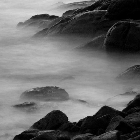 Rocks in Mist 2 Black Ornate Wood Framed Art Print with Double Matting by PhotoINC Studio