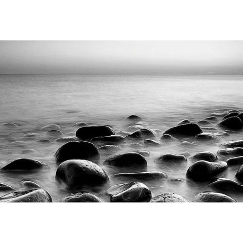 Rocks in Mist 3 Black Modern Wood Framed Art Print with Double Matting by PhotoINC Studio