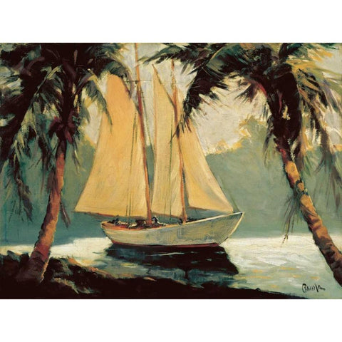 Sailboat, Santa Barbara White Modern Wood Framed Art Print by Pawla, Frederick Alexander
